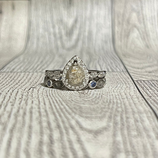 Pear Shaped Ring with Birthstone Stacker
