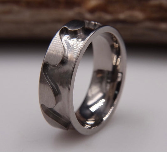 Titanium Ocean waves men’s ring